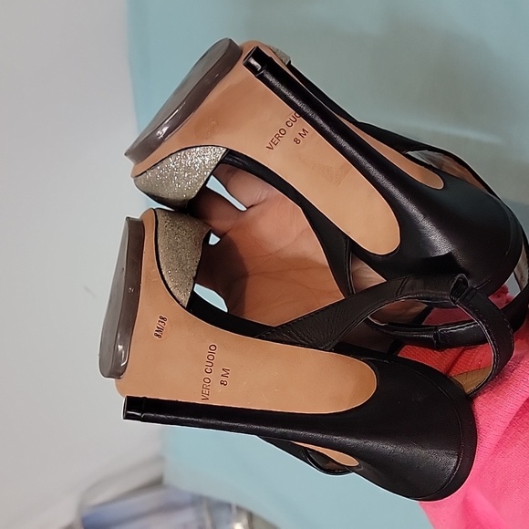 BCBGMAXAZRIA Koda Black Silver Sparkly Vero Cuoio Heels Size 8 - Picture 13 of 16